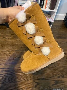 UGG Chestnut Suede Pom-Pom Tall Boot